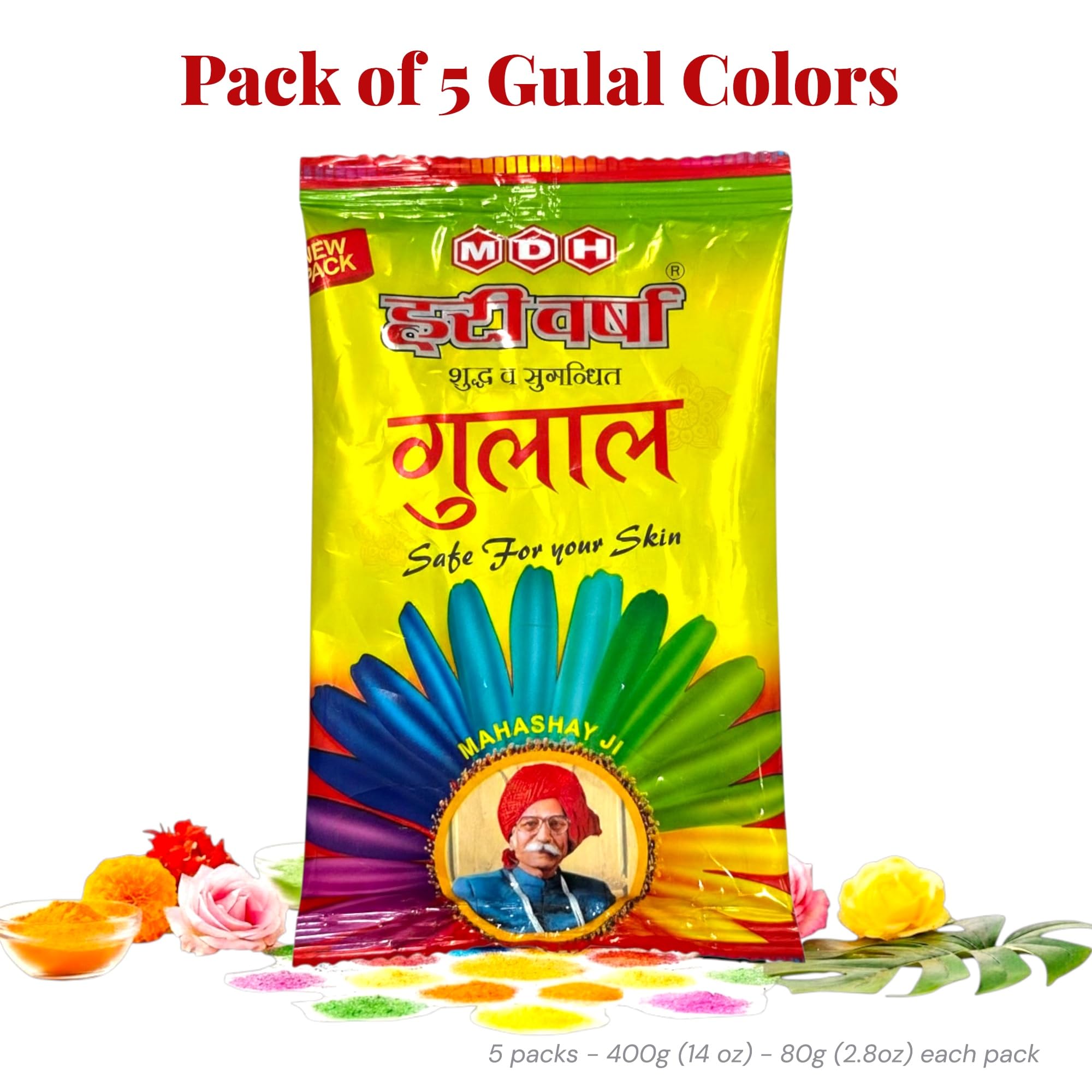 Holi Gulal Color Powder – Pack of 5 Assorted Colors | HariVarsha