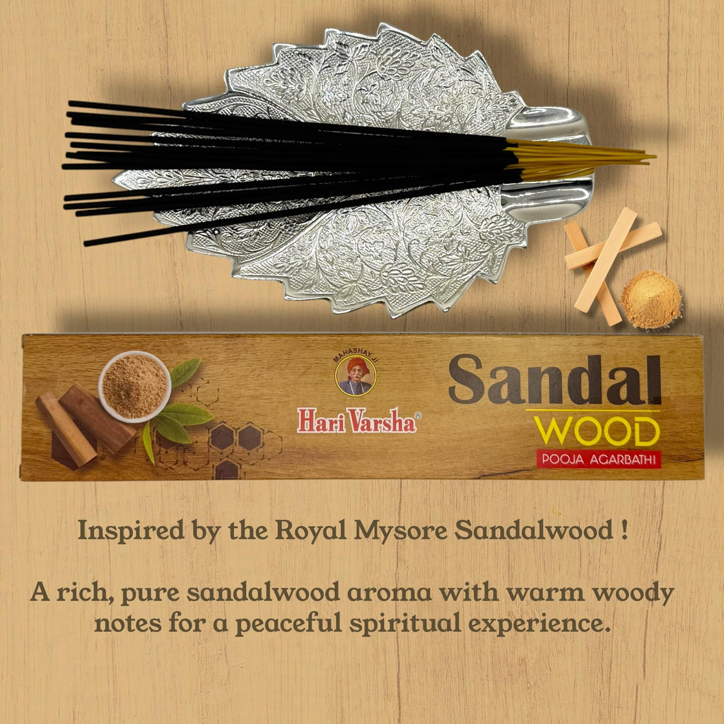 Incense Sticks - Premium Variety Pack - Sandalwood, Rose, Jasmine & Crème&Vanilla/Roohani - Long Lasting Incense for Meditation, Yoga, Prayer, Relaxation & Home Fragrance - Hari Varsha