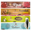 Incense Sticks - Premium Variety Pack - Sandalwood, Rose, Jasmine & Crème&Vanilla/Roohani - Long Lasting Incense for Meditation, Yoga, Prayer, Relaxation & Home Fragrance - Hari Varsha