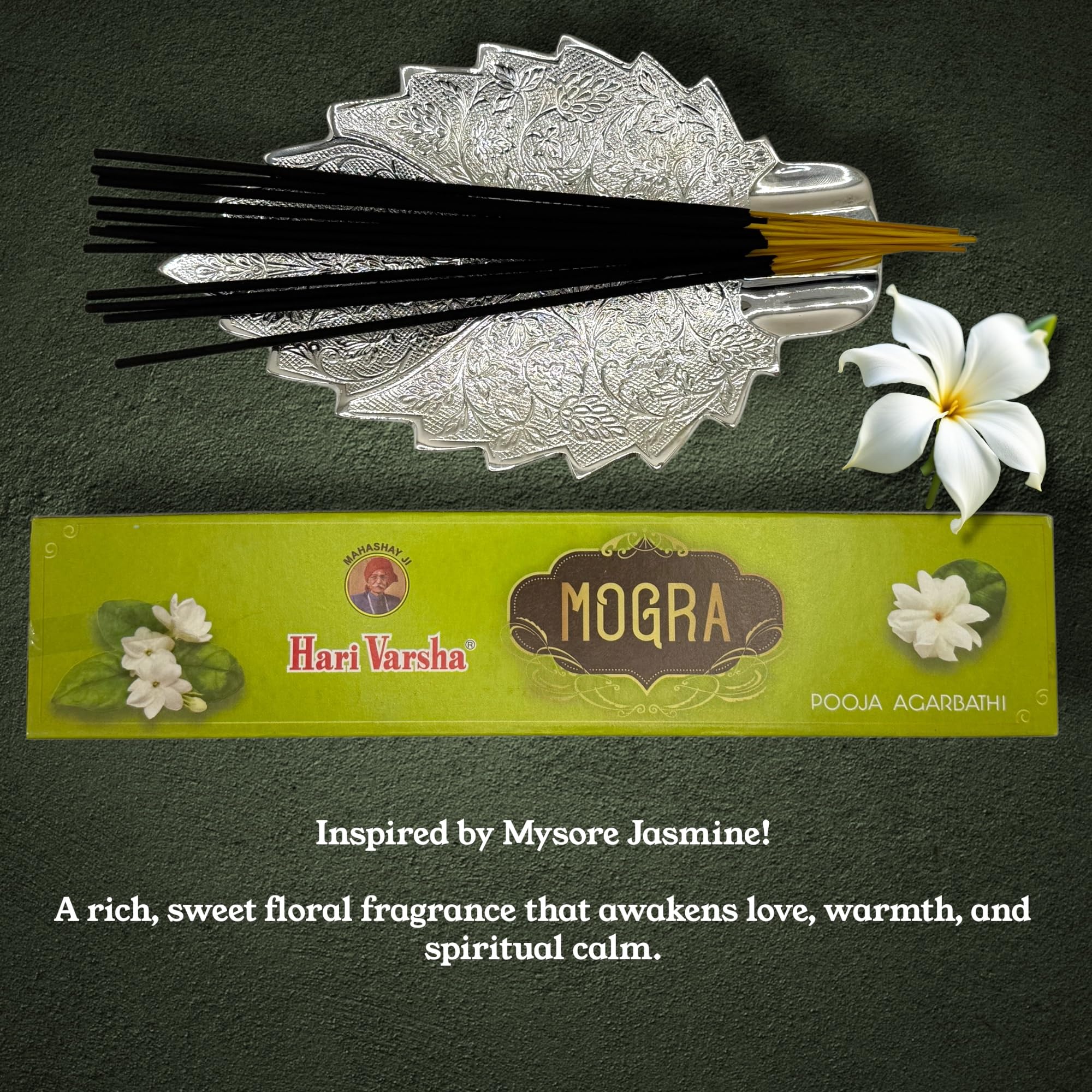 Incense Sticks - Premium Variety Pack - Sandalwood, Rose, Jasmine & Crème&Vanilla/Roohani - Long Lasting Incense for Meditation, Yoga, Prayer, Relaxation & Home Fragrance - Hari Varsha