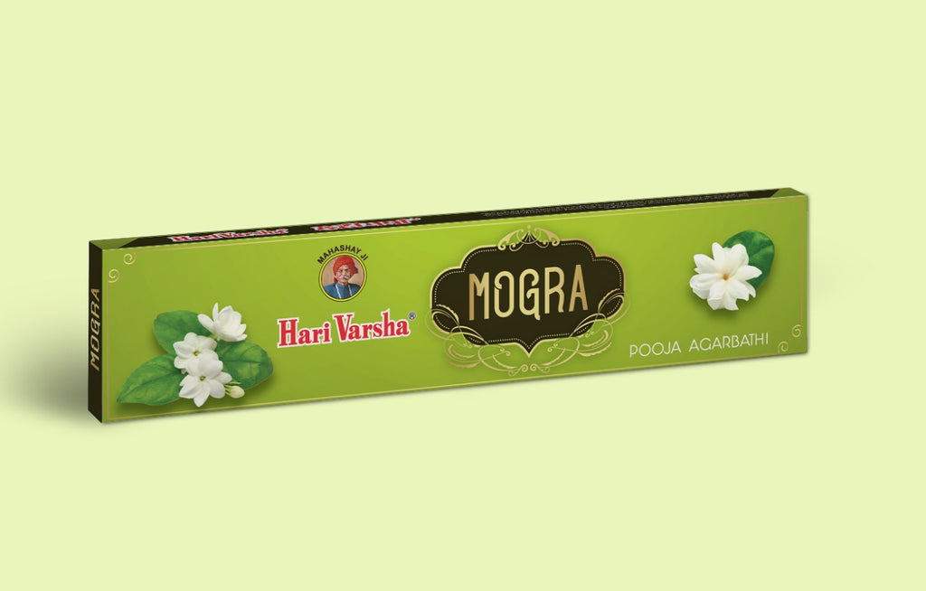 Hari Varsha Mogra Pooja Agarbathi incense sticks single pack side view