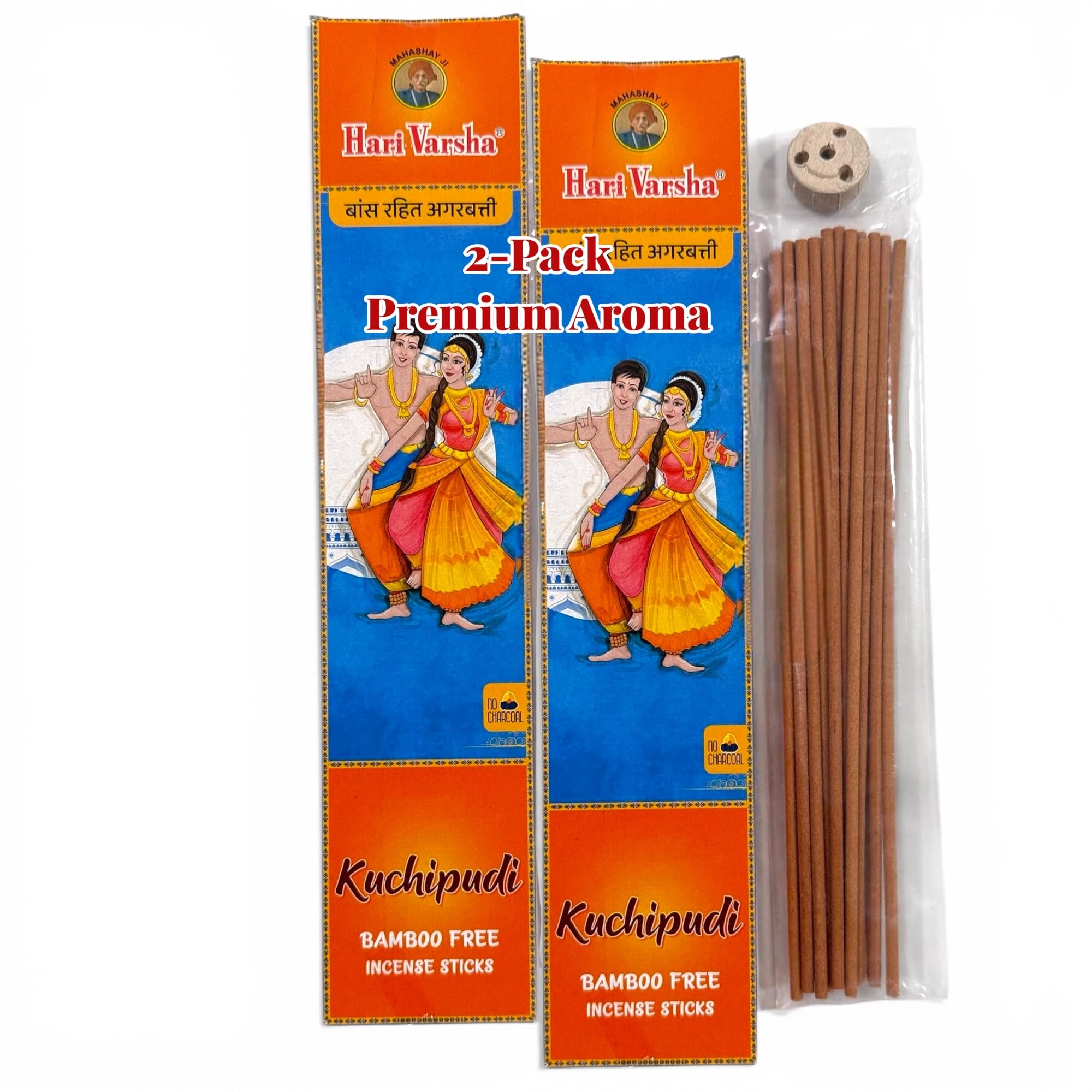 Bamboo-Free Incense Sticks with FREE Incense Stand | Indian Dance Inspired Hand-Rolled Agarbatti for Meditation, Yoga & Pooja – Hari Varsha
