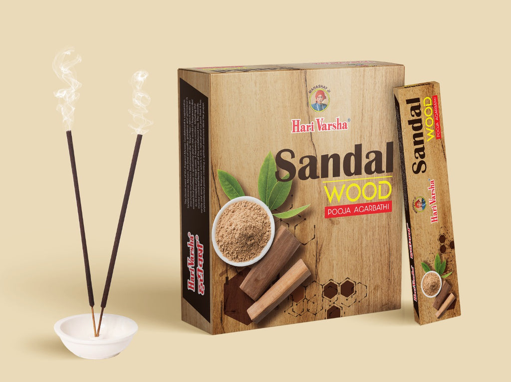 Sandalwood Incense Sticks | Royal Mysore Sandalwood Fragrance for Prayer & Meditation – Hari Varsha