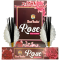 Hari Varsha Rose Incense Sticks 12-Pack with decorative silver leaf holders – Pooja Agarbathi