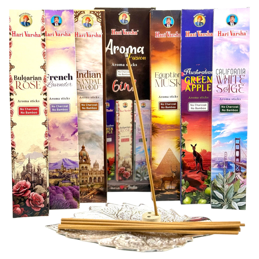 Eco-friendly incense holder included with Hari Varsha Aroma Fusion set