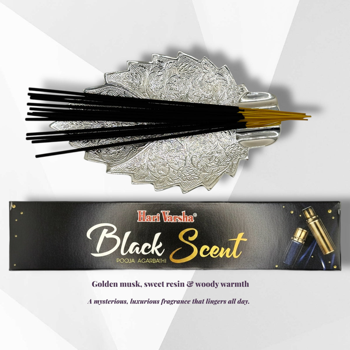 Black Scent Incense Sticks | Exotic Musk, Wood & Resin Fragrance for Home & Meditation – Hari Varsha