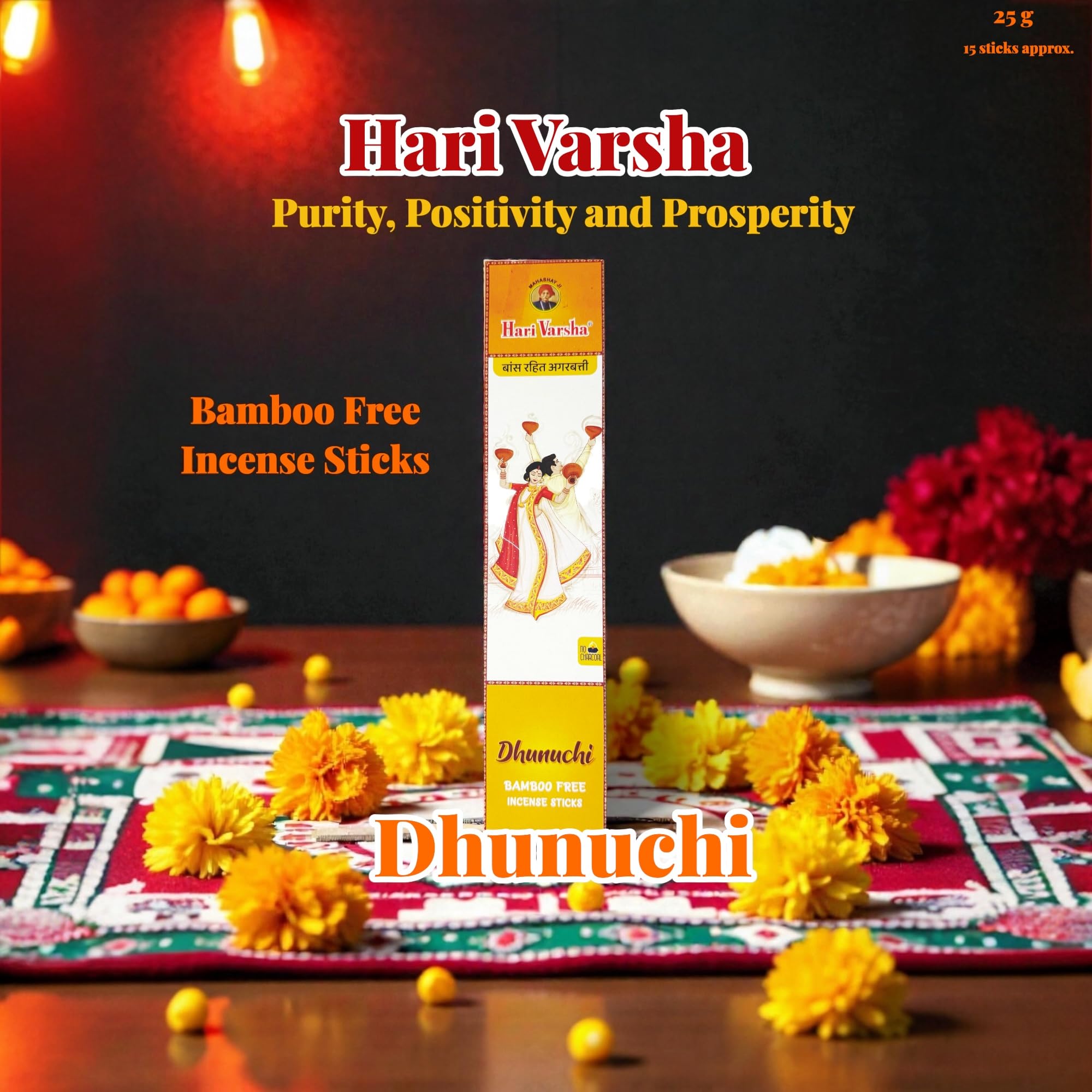 Bamboo-Free Incense Sticks with FREE Incense Stand | Indian Dance Inspired Hand-Rolled Agarbatti for Meditation, Yoga & Pooja – Hari Varsha