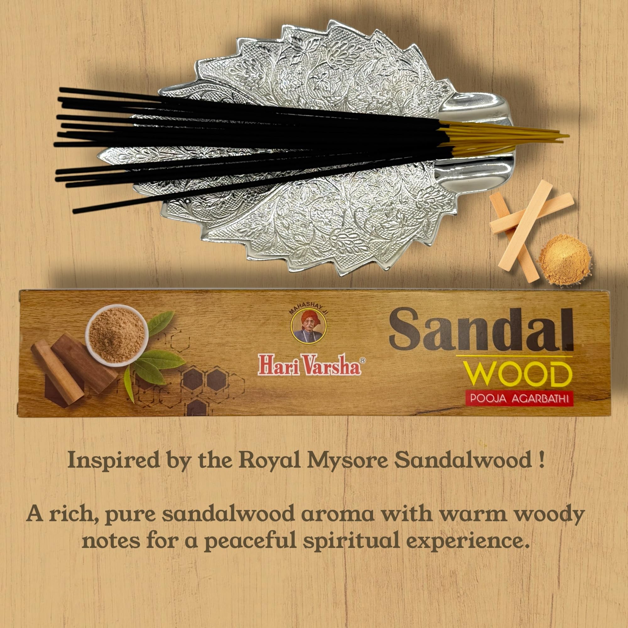 Incense Sticks - Premium Variety Pack - Sandalwood, Rose, Jasmine & Crème&Vanilla/Roohani - Long Lasting Incense for Meditation, Yoga, Prayer, Relaxation & Home Fragrance - Hari Varsha