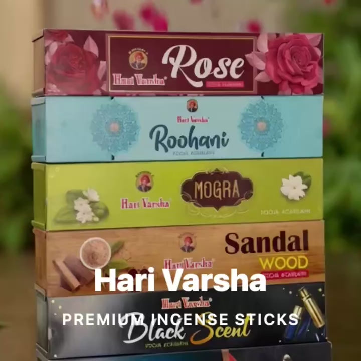 Premium Incense Sticks Variety Pack | Sandalwood, Rose, Jasmine, Vanilla, Loban & Black Scent | Meditation, Yoga & Home Fragrance – Hari Varsha